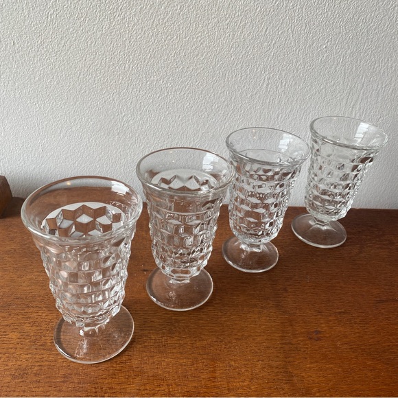 Vintage Fostoria American Footed drink glass set of 4 water wine juice cube - Picture 7 of 11